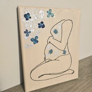 Pregnant Embroidery canvas 8x10 Handmade